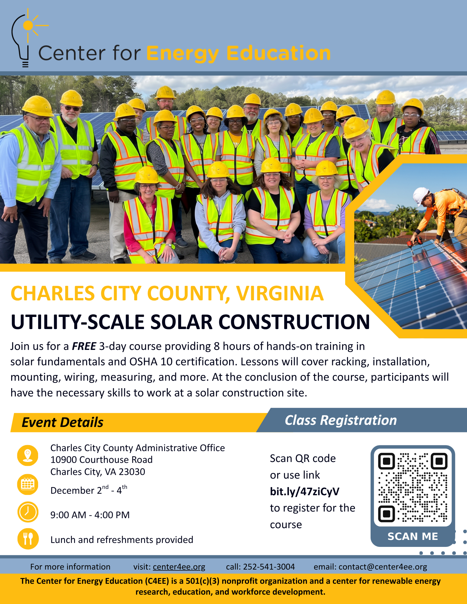 Flyer for Charles City County, Virginia Utility Scale Solar Construction